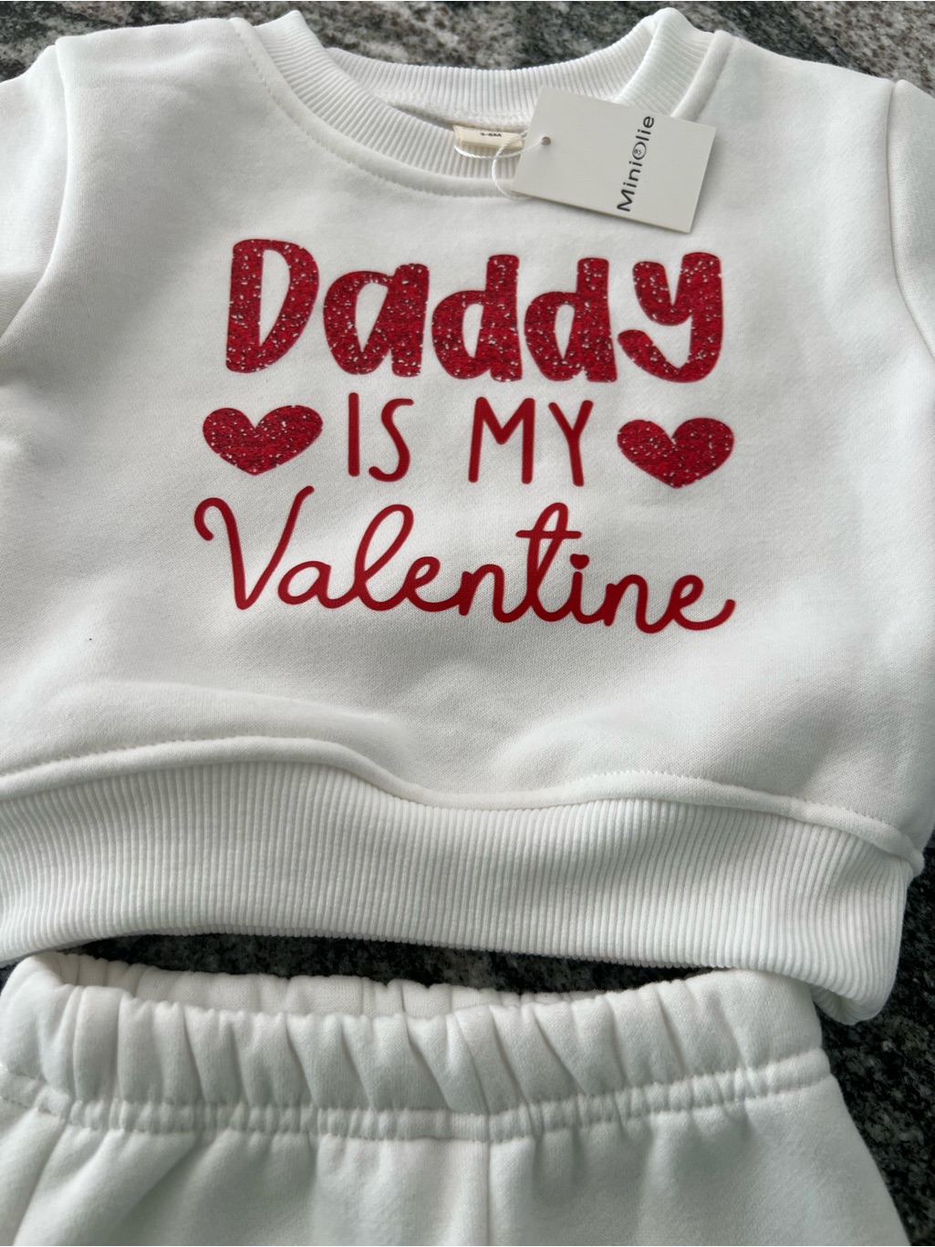 White Kids Sweatpants & Top - Valentine 'Daddy Is My Valentine' Set — image 2 of 3